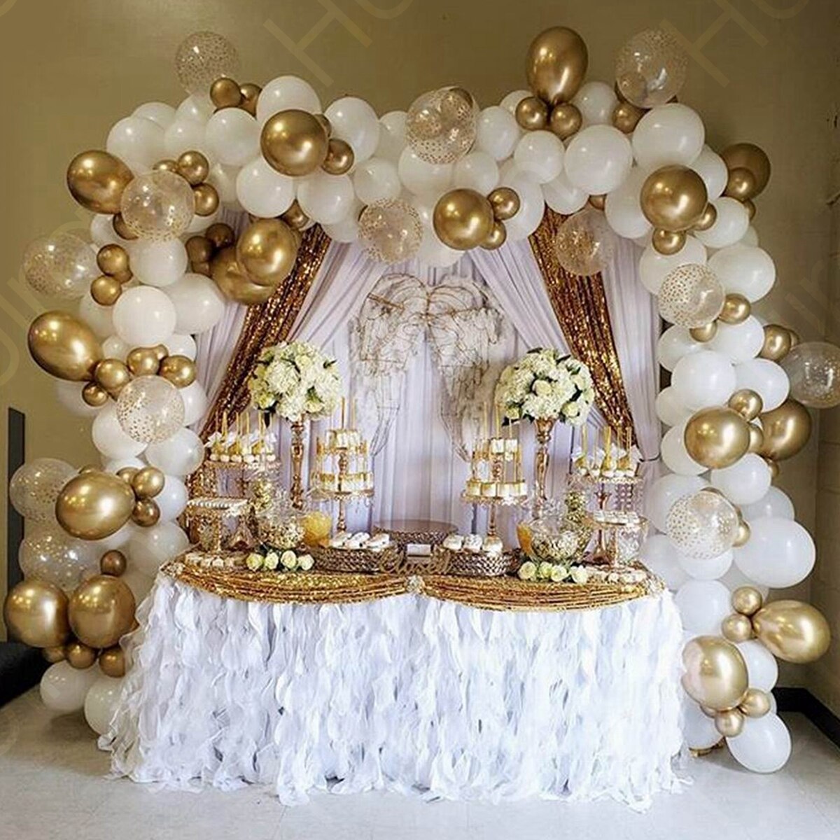 White Gold Balloon Garland Arch Kit Happy Birthday Party Decoration Kids Wedding Birthday Balloon Latex Baloon Baby Shower - Originalsgroup