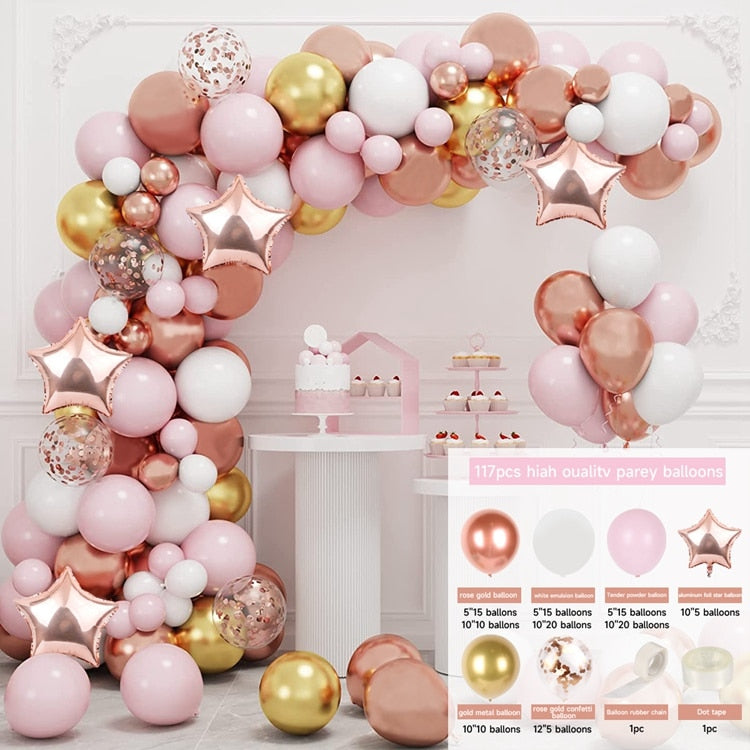 Macaron Pink Balloon Garland Arch Kit Wedding Birthday Party Decoration Kids Globos Rose Gold Confetti Latex Ballon Baby Shower - Originalsgroup