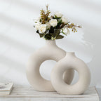 Nordic Ceramic Vase for Pampas Grass Donuts Flower Pot Home Decoration Accessories Office Living Room Interior Table Desk Decor - Originalsgroup
