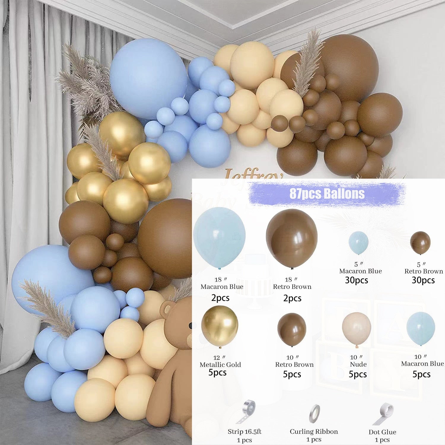 Baby Shower Birthday Balloons Blue Metallic Balloon Garland Arch Kit Welcome Girl Baptism Confetti Birthday Party Decoration - Originalsgroup