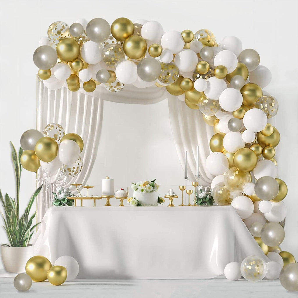 White Gold Balloon Garland Arch Kit Happy Birthday Party Decoration Kids Wedding Birthday Balloon Latex Baloon Baby Shower - Originalsgroup