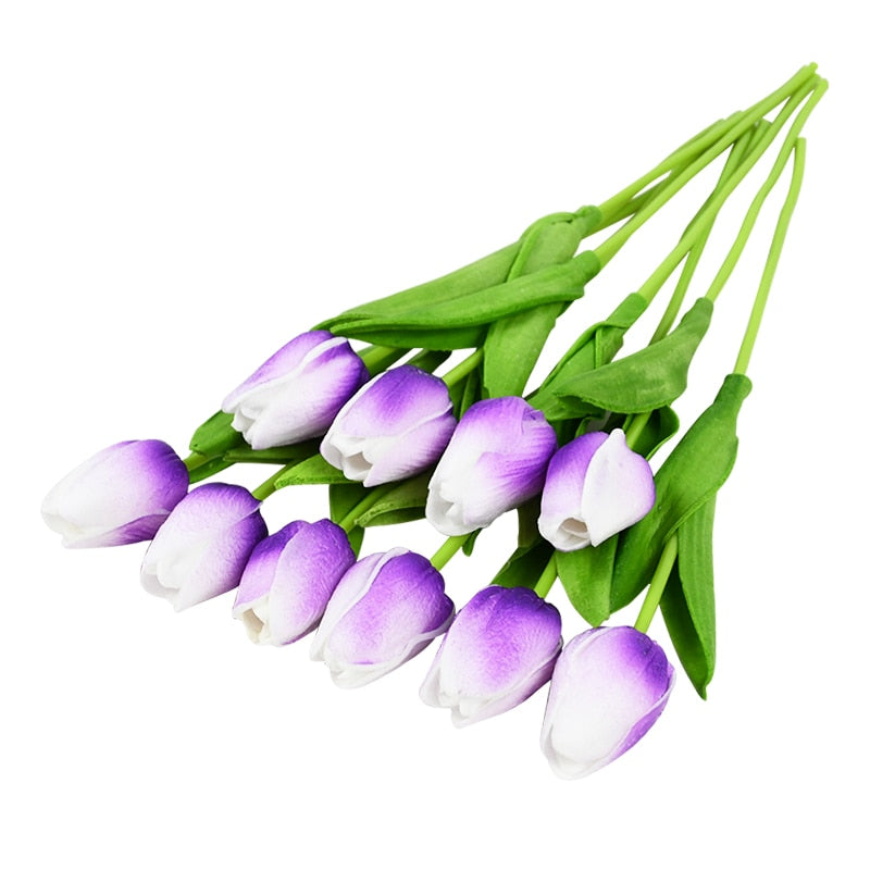 10PCS Tulip Artificial Flower Real Touch Artificial Bouquet PE Fake Flower for Wedding Decoration Flowers Home Garden Decor - Originalsgroup