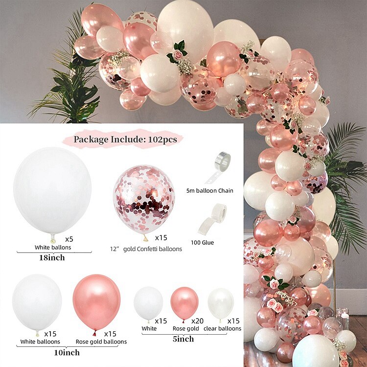 White Gold Balloon Garland Arch Kit Happy Birthday Party Decoration Kids Wedding Birthday Balloon Latex Baloon Baby Shower - Originalsgroup