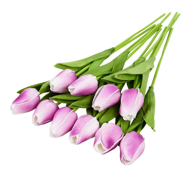 10PCS Tulip Artificial Flower Real Touch Artificial Bouquet PE Fake Flower for Wedding Decoration Flowers Home Garden Decor - Originalsgroup