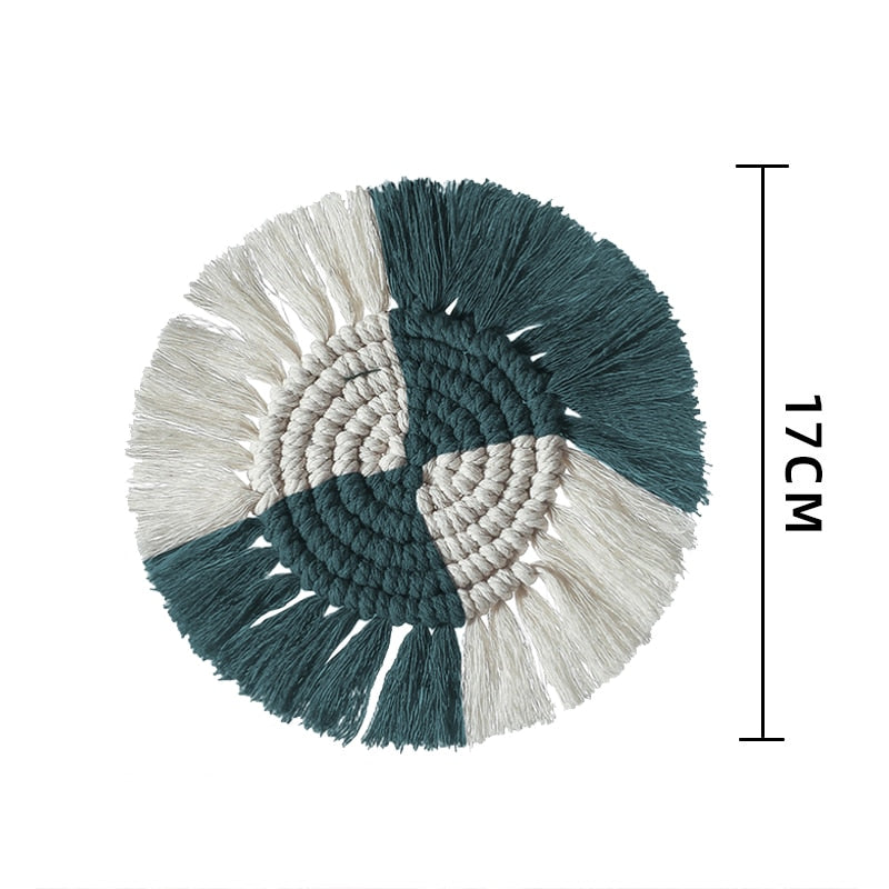 Home Creative Cotton Braid Coaster Handmade Macrame Cup Cushion Bohemia Style Non-slip Cup Mat - Originalsgroup