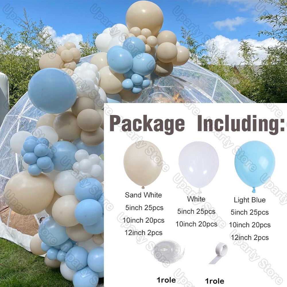 1 Set Khaki Sand White Balloons Arch Garland Kit Retro Coffee Brown White Sand Balloons Birthday Party Decorations Baby Shower - Originalsgroup