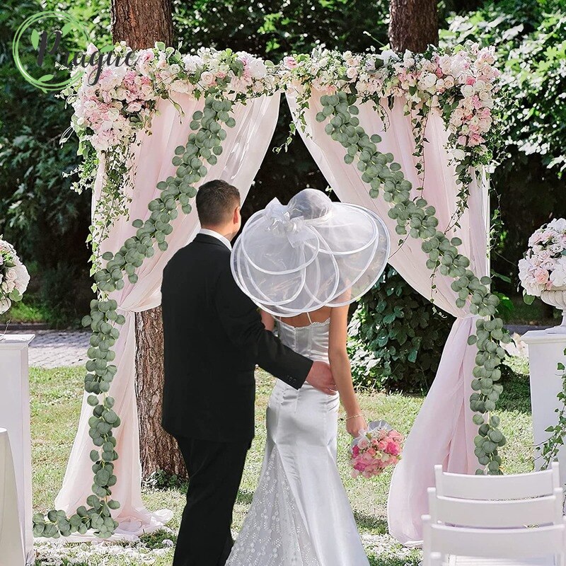 2M Eucalyptus Garland Artificial Faux Garland Wall Decor Silver Dollar Eucalyptus Greenery Leaves Vines Plant for Wedding Arch - Originalsgroup