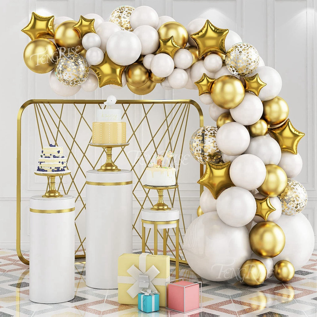 White Gold Balloon Garland Arch Kit Happy Birthday Party Decoration Kids Wedding Birthday Balloon Latex Baloon Baby Shower - Originalsgroup