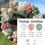 162Pcs Avocado Green Balloons Garland Arch Creamy White Retro Olive Green Balloon for Wedding Birthday Party Background Decor - Originalsgroup