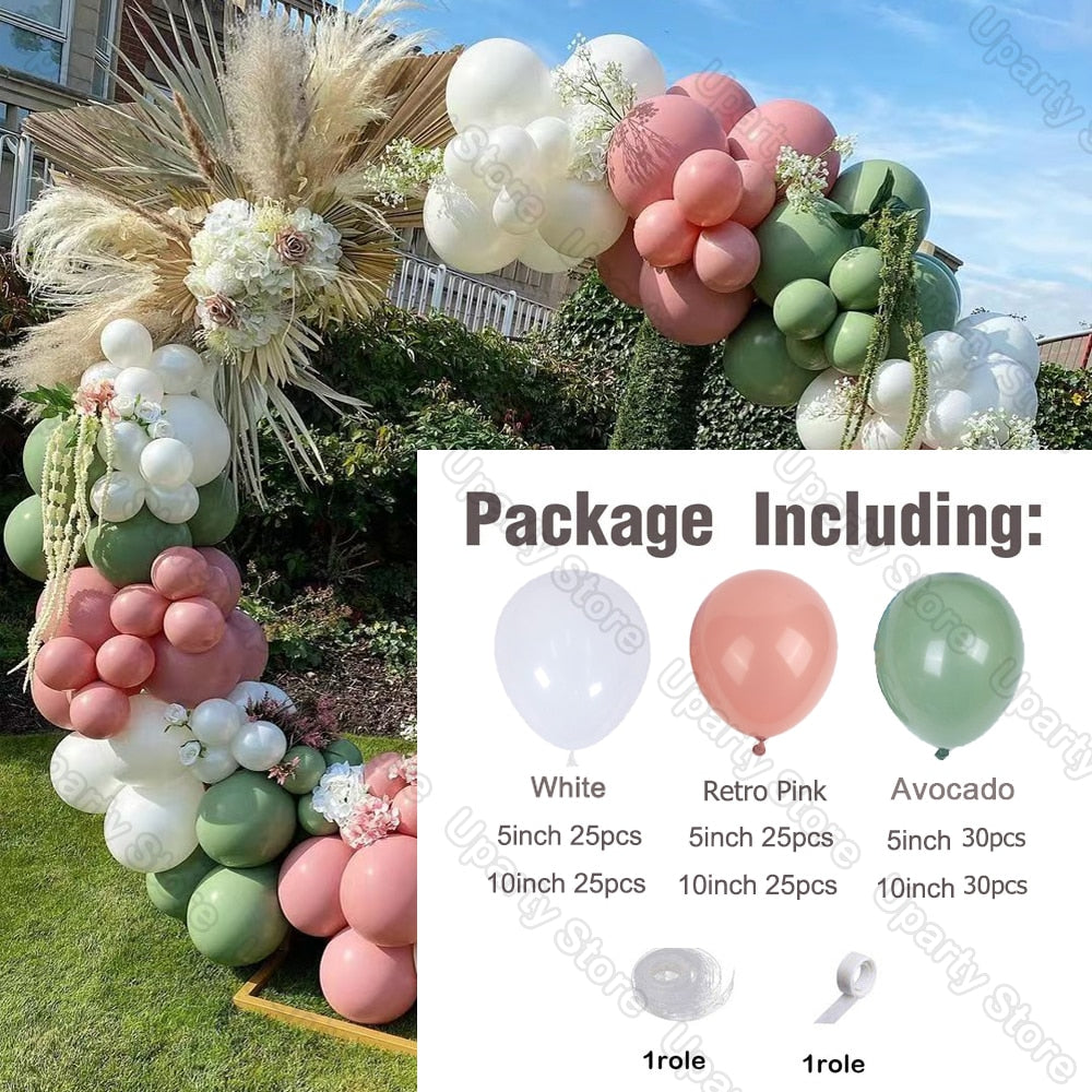 162Pcs Avocado Green Balloons Garland Arch Creamy White Retro Olive Green Balloon for Wedding Birthday Party Background Decor - Originalsgroup