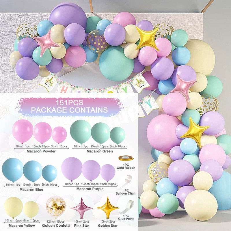 Macaron Balloons Garland Latex Ballons Arch Happy Birthday Party Decor Kids Adult Wedding Baloon Chain Baby Shower Balloon - Originalsgroup