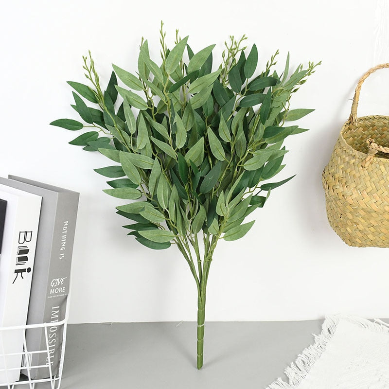 Silk Artificial Willow Bouquet Fake Green Leaves for Wedding Home Garden Vase Decoration Jungle Party DIY Plants Wreath - Originalsgroup