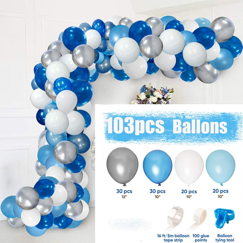 Baby Shower Birthday Balloons Blue Metallic Balloon Garland Arch Kit Welcome Girl Baptism Confetti Birthday Party Decoration - Originalsgroup
