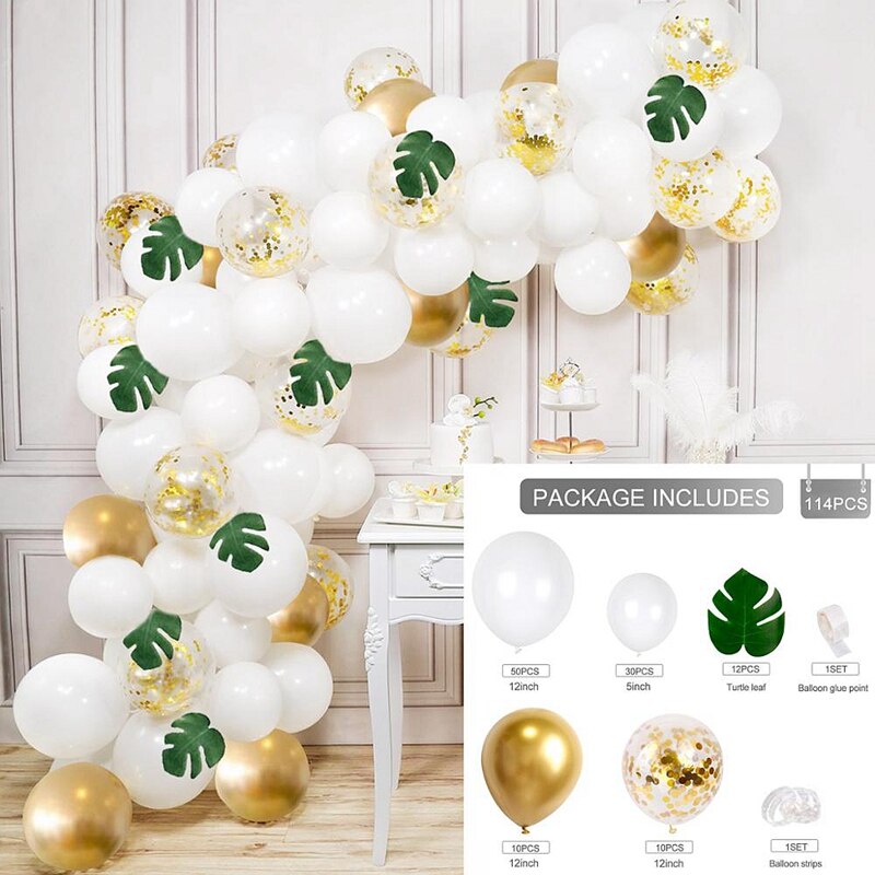 White Gold Balloon Garland Arch Kit Happy Birthday Party Decoration Kids Wedding Birthday Balloon Latex Baloon Baby Shower - Originalsgroup