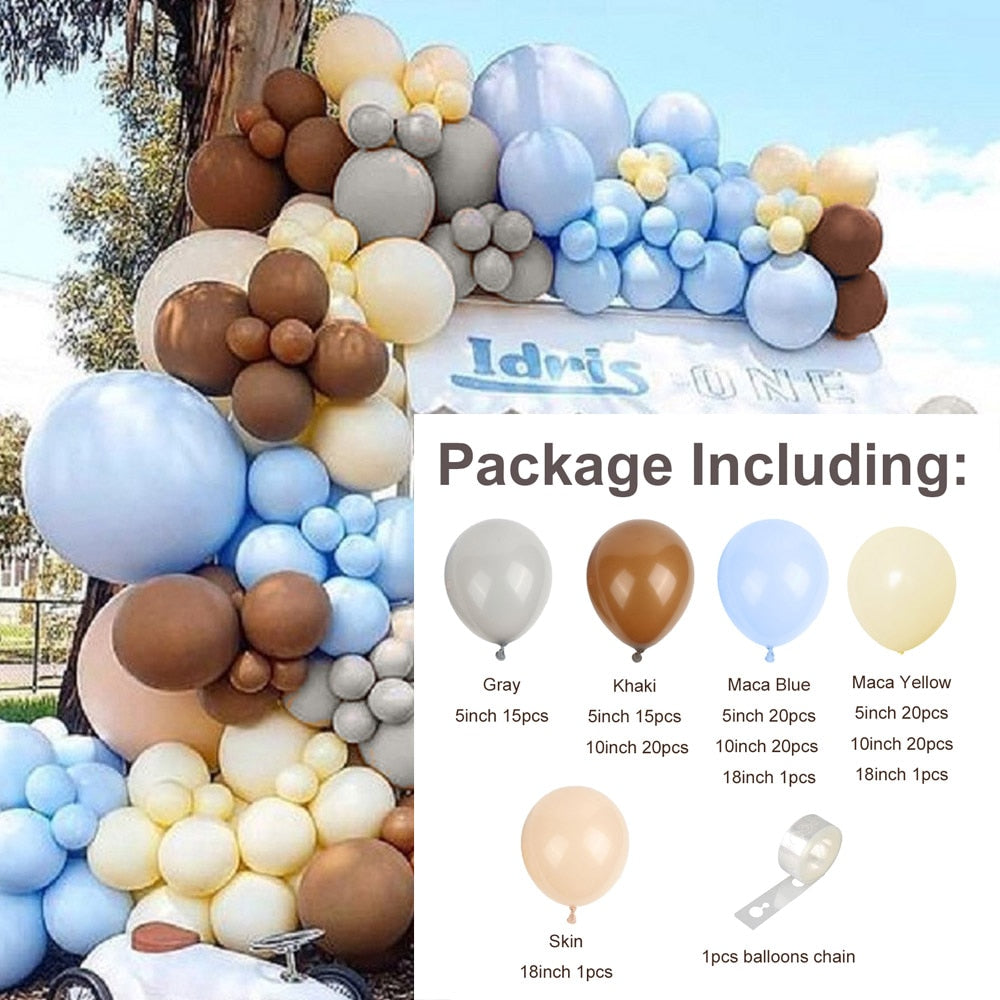 1 Set Khaki Sand White Balloons Arch Garland Kit Retro Coffee Brown White Sand Balloons Birthday Party Decorations Baby Shower - Originalsgroup