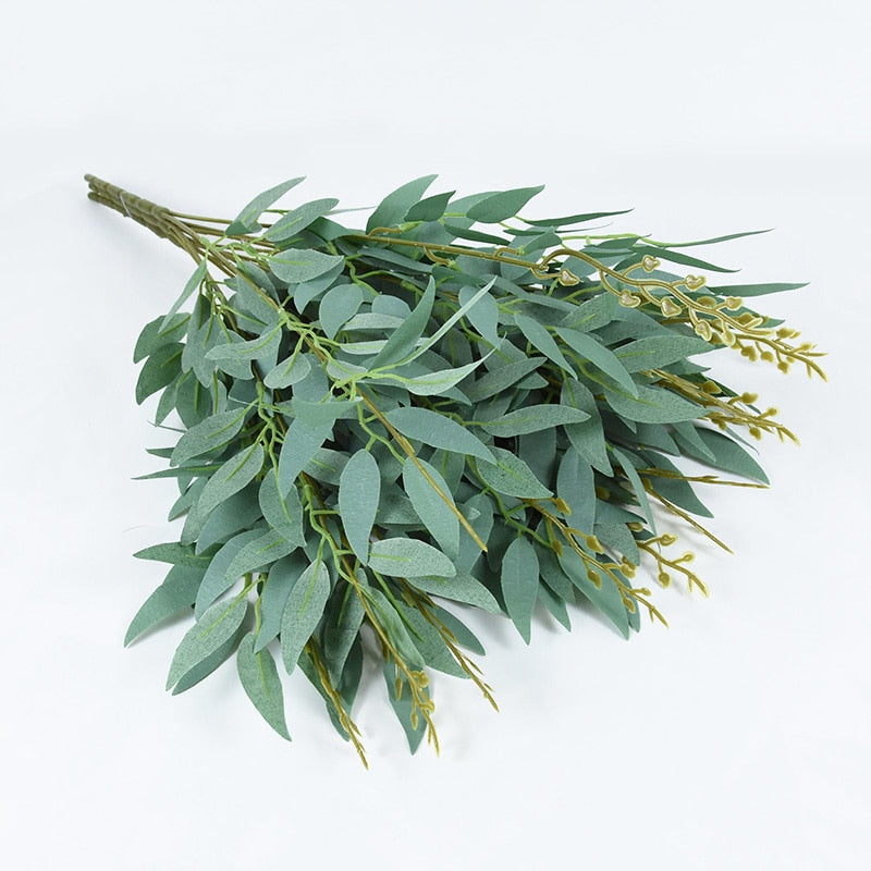 Silk Artificial Willow Bouquet Fake Green Leaves for Wedding Home Garden Vase Decoration Jungle Party DIY Plants Wreath - Originalsgroup
