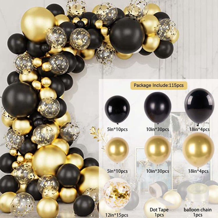 Black Gold Balloon Garland Arch Kit Confetti Latex Balloon 30th 40th 50th Birthday Party Balloons Decorations Adults Baby Shower - Originalsgroup