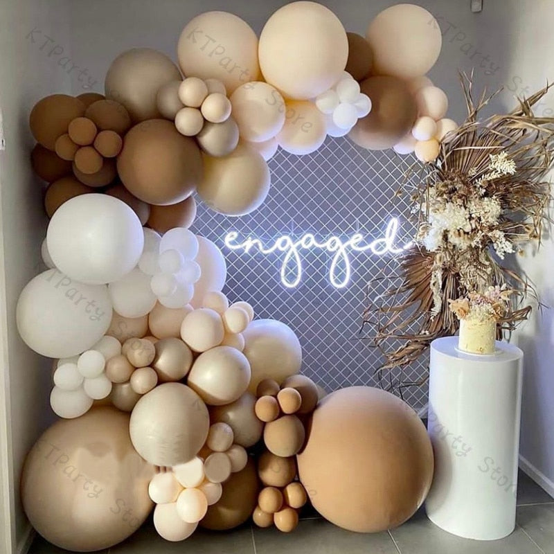 Retro Coffee Matte White Balloons Garland Arch Kit Boho Wedding Decoration Gender Reveal Birthday Baby Shower Decor Accessory - Originalsgroup