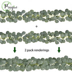 2M Eucalyptus Garland Artificial Faux Garland Wall Decor Silver Dollar Eucalyptus Greenery Leaves Vines Plant for Wedding Arch - Originalsgroup