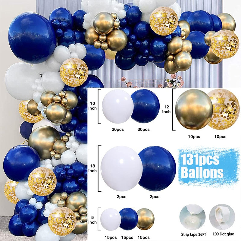 Baby Shower Birthday Balloons Blue Metallic Balloon Garland Arch Kit Welcome Girl Baptism Confetti Birthday Party Decoration - Originalsgroup