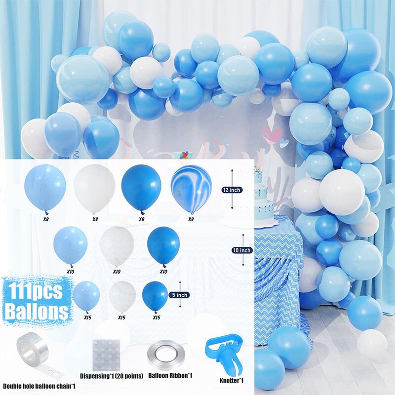 Baby Shower Birthday Balloons Blue Metallic Balloon Garland Arch Kit Welcome Girl Baptism Confetti Birthday Party Decoration - Originalsgroup
