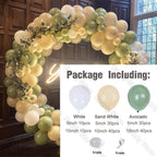 162Pcs Avocado Green Balloons Garland Arch Creamy White Retro Olive Green Balloon for Wedding Birthday Party Background Decor - Originalsgroup