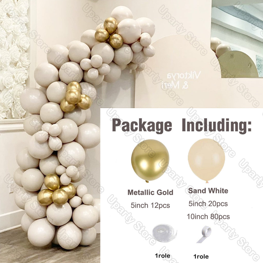 1 Set Khaki Sand White Balloons Arch Garland Kit Retro Coffee Brown White Sand Balloons Birthday Party Decorations Baby Shower - Originalsgroup