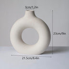 Nordic Ceramic Vase for Pampas Grass Donuts Flower Pot Home Decoration Accessories Office Living Room Interior Table Desk Decor - Originalsgroup