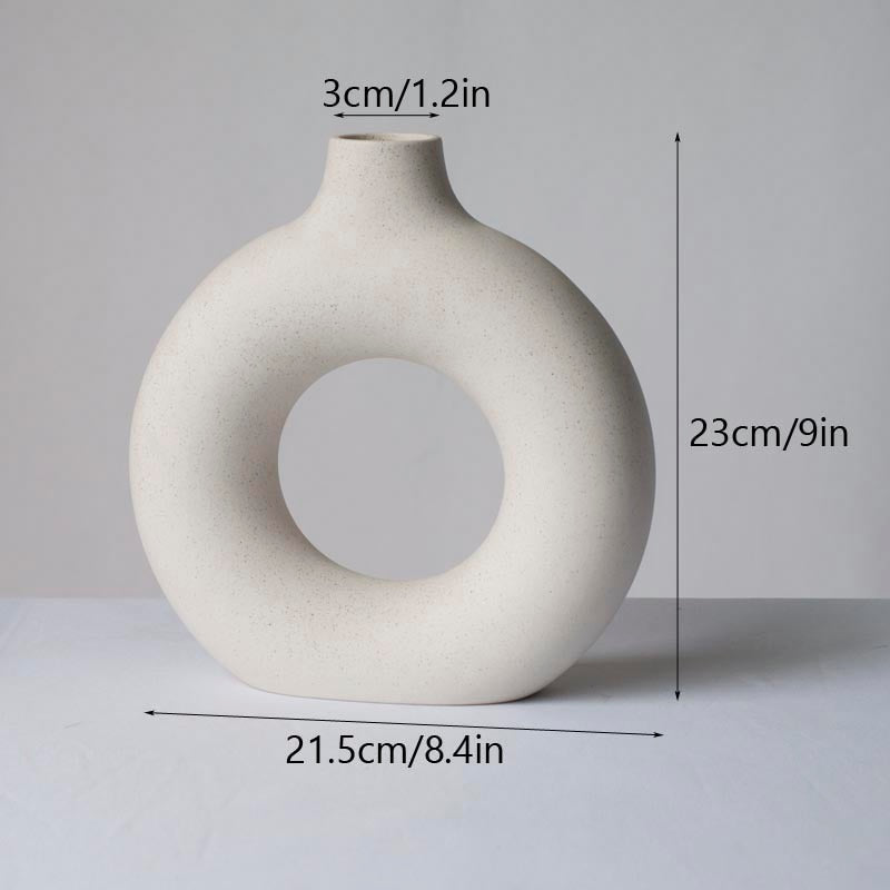 Nordic Ceramic Vase for Pampas Grass Donuts Flower Pot Home Decoration Accessories Office Living Room Interior Table Desk Decor - Originalsgroup