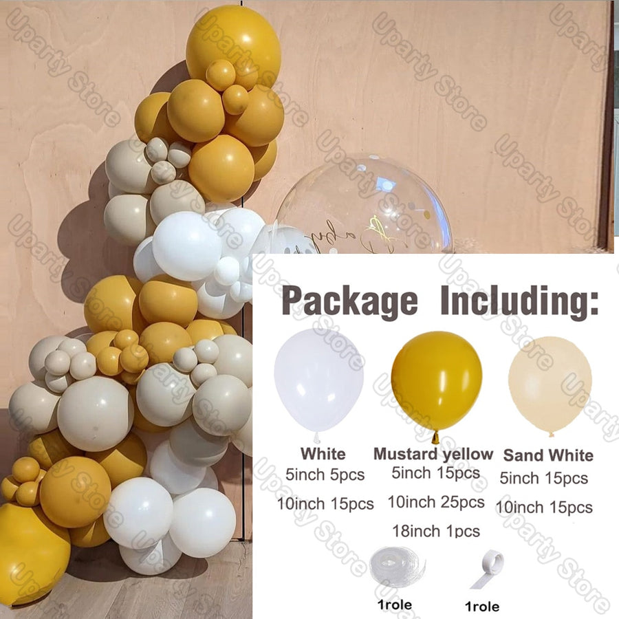 1 Set Khaki Sand White Balloons Arch Garland Kit Retro Coffee Brown White Sand Balloons Birthday Party Decorations Baby Shower - Originalsgroup