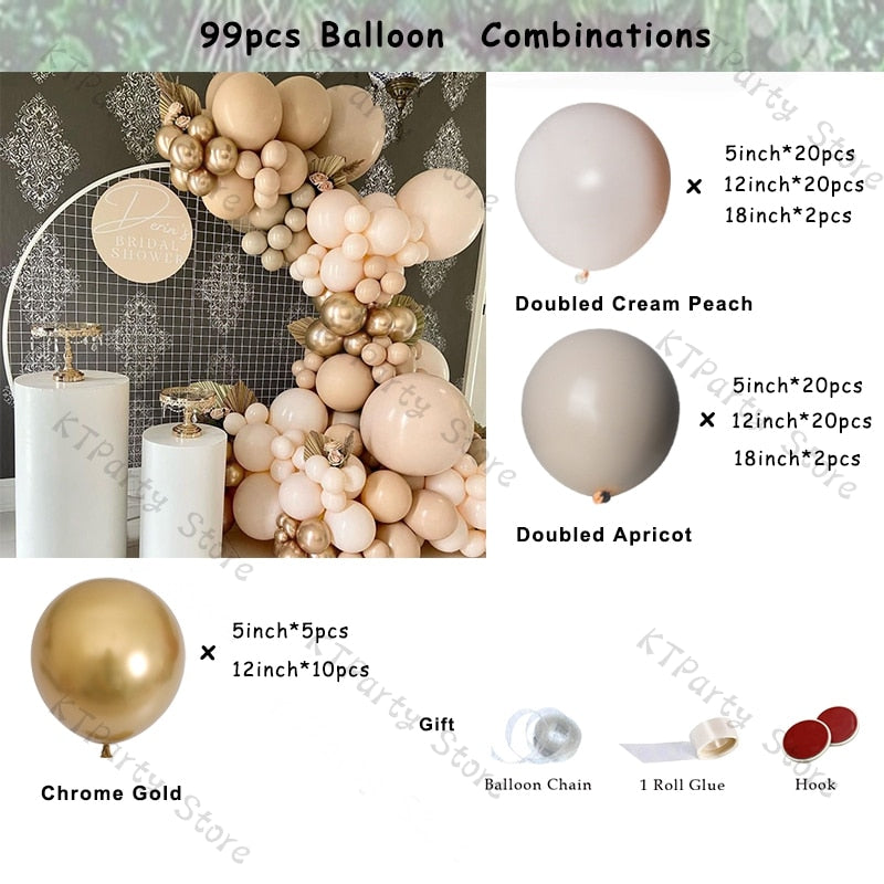 Retro Coffee Matte White Balloons Garland Arch Kit Boho Wedding Decoration Gender Reveal Birthday Baby Shower Decor Accessory - Originalsgroup