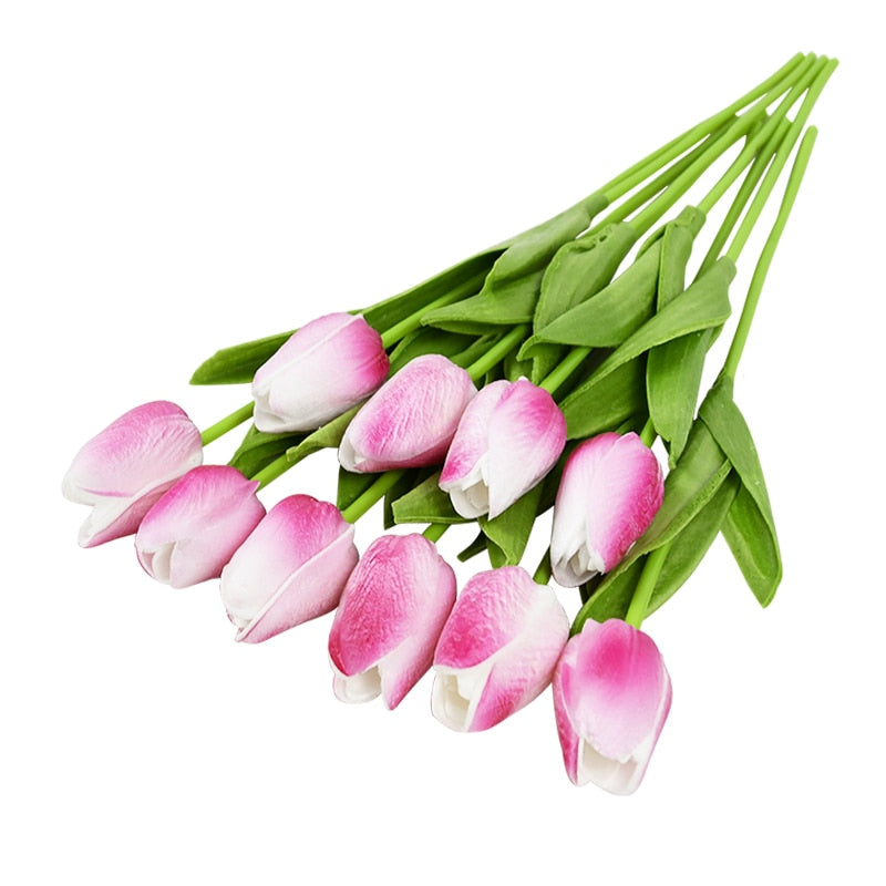 10PCS Tulip Artificial Flower Real Touch Artificial Bouquet PE Fake Flower for Wedding Decoration Flowers Home Garden Decor - Originalsgroup