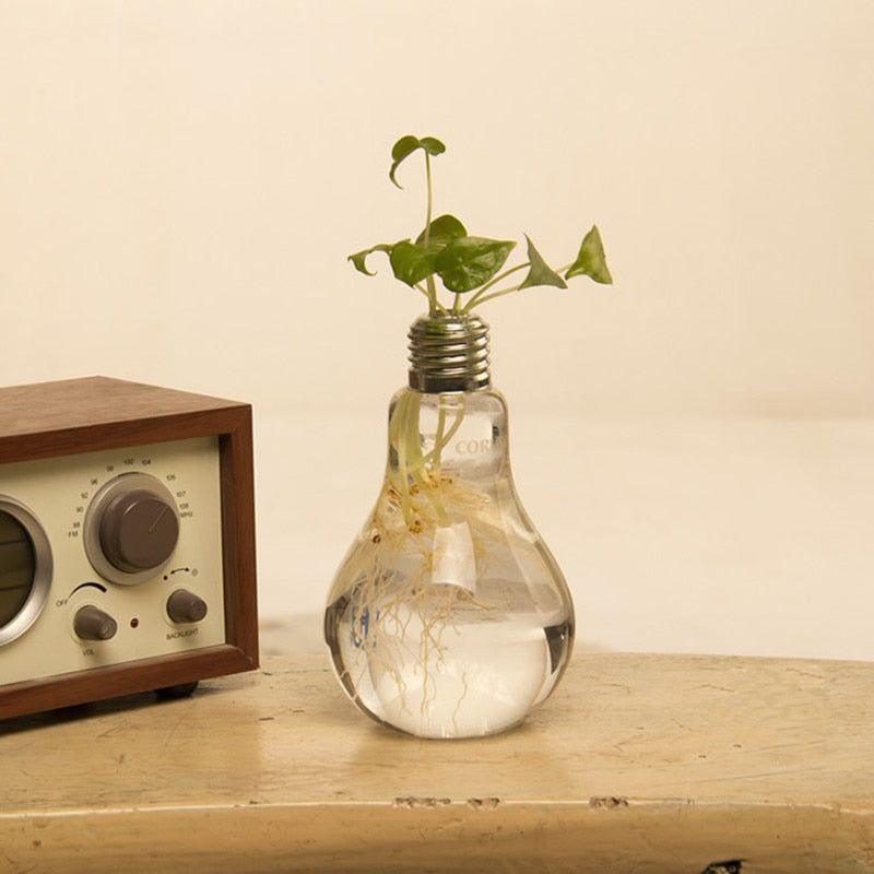 Home Decor Wedding Decoration Light Bulb Transparent Glass Vase Fashion Hydroponic Flower Vase Gifts Retro DIY - Originalsgroup