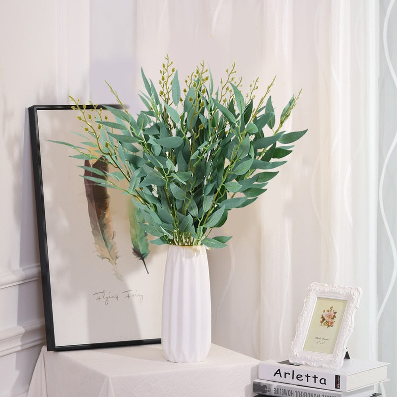 Silk Artificial Willow Bouquet Fake Green Leaves for Wedding Home Garden Vase Decoration Jungle Party DIY Plants Wreath - Originalsgroup