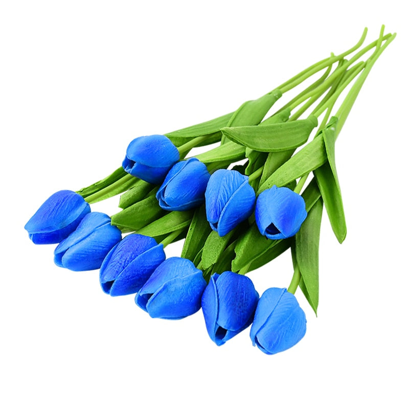 10PCS Tulip Artificial Flower Real Touch Artificial Bouquet PE Fake Flower for Wedding Decoration Flowers Home Garden Decor - Originalsgroup