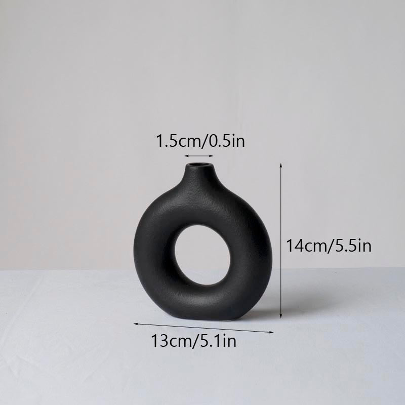 Nordic Ceramic Vase for Pampas Grass Donuts Flower Pot Home Decoration Accessories Office Living Room Interior Table Desk Decor - Originalsgroup