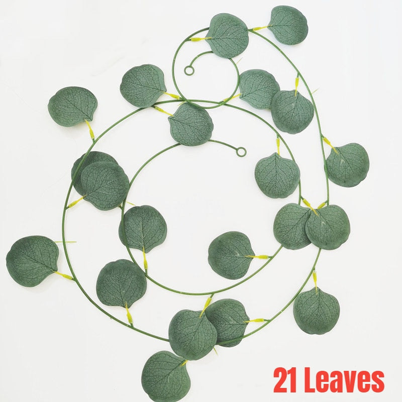 2M Eucalyptus Garland Artificial Faux Garland Wall Decor Silver Dollar Eucalyptus Greenery Leaves Vines Plant for Wedding Arch - Originalsgroup