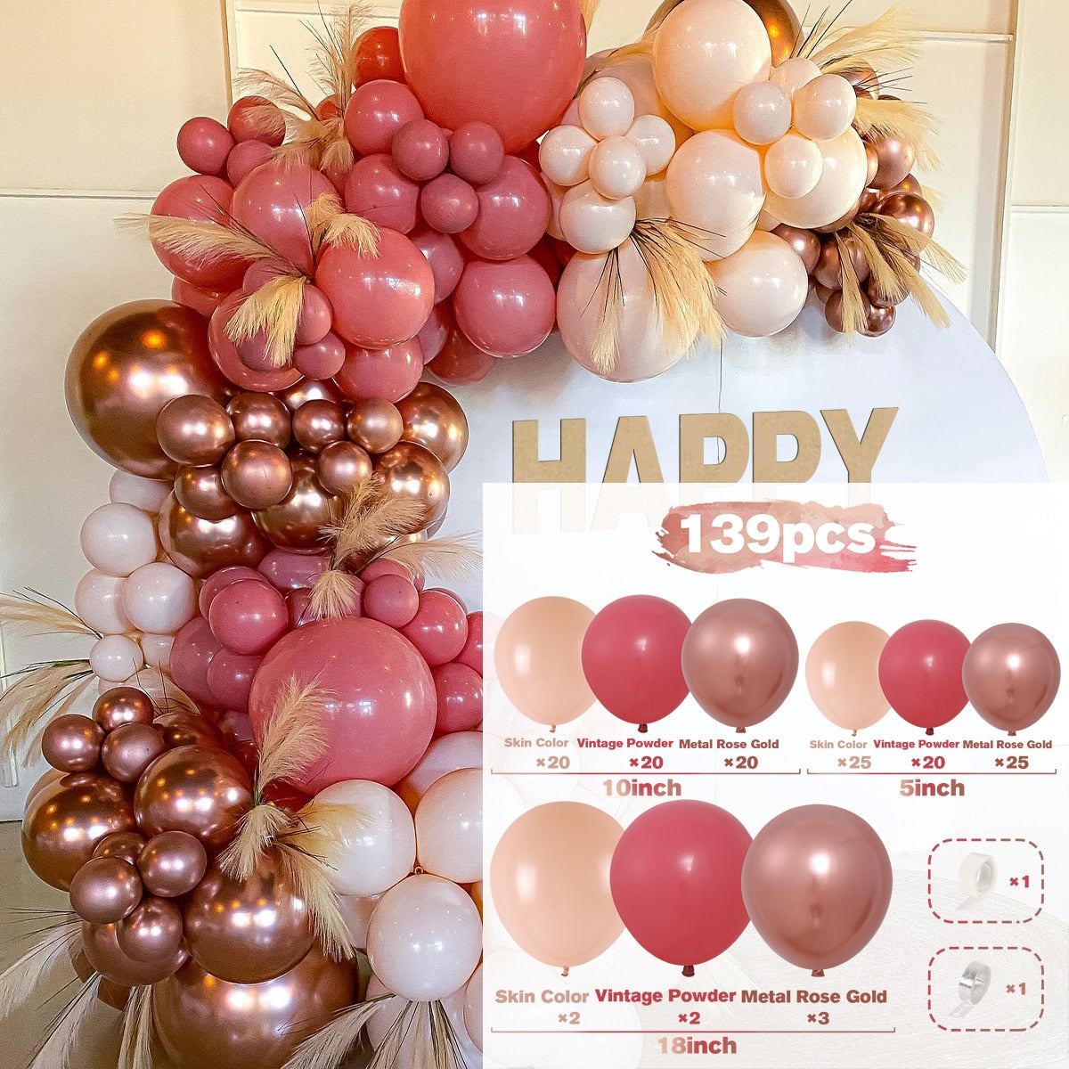 Macaron Pink Balloon Garland Arch Kit Wedding Birthday Party Decoration Kids Globos Rose Gold Confetti Latex Ballon Baby Shower - Originalsgroup