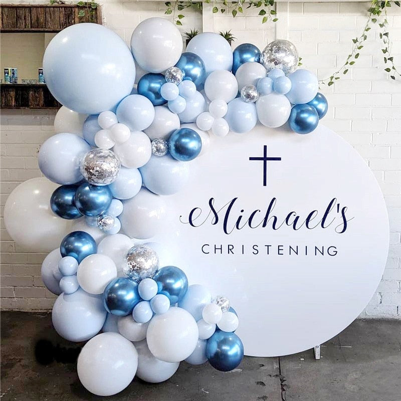 Baby Shower Birthday Balloons Blue Metallic Balloon Garland Arch Kit Welcome Girl Baptism Confetti Birthday Party Decoration - Originalsgroup