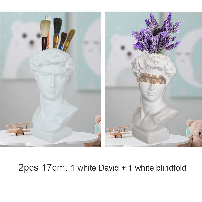W&amp;G Nordic Vase Home Decor Vase Creative Human Head Portrait Flower Vases Room Decoration Resin David Flower Vase Room Decor - Originalsgroup