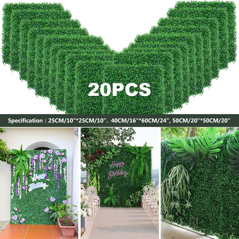 Artificial Plants Grass Wall Panel Boxwood Hedge Greenery UV Protection Green Decor Privacy Fence Backyard Screen Wedding - Originalsgroup