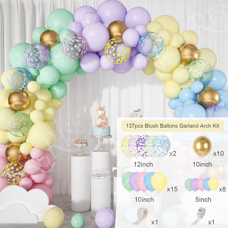 Macaron Balloons Garland Latex Ballons Arch Happy Birthday Party Decor Kids Adult Wedding Baloon Chain Baby Shower Balloon - Originalsgroup