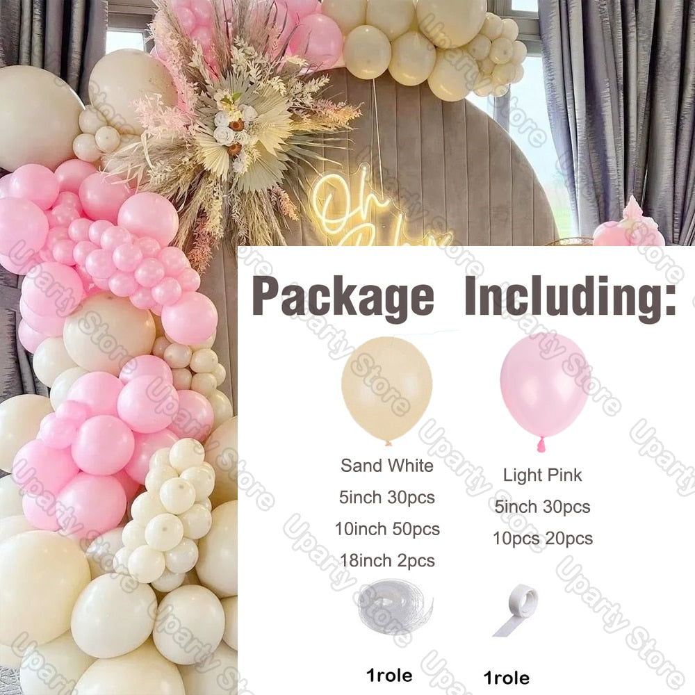 1 Set Khaki Sand White Balloons Arch Garland Kit Retro Coffee Brown White Sand Balloons Birthday Party Decorations Baby Shower - Originalsgroup