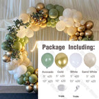 162Pcs Avocado Green Balloons Garland Arch Creamy White Retro Olive Green Balloon for Wedding Birthday Party Background Decor - Originalsgroup