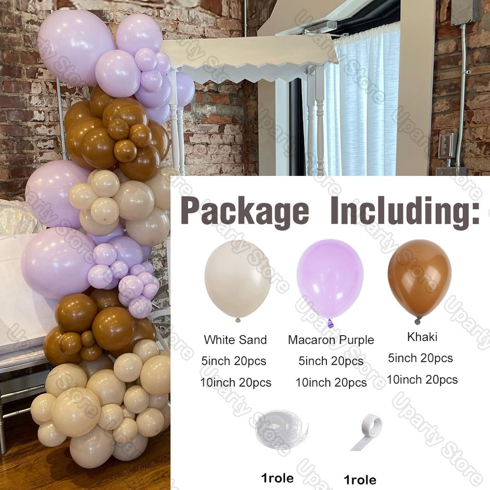1 Set Khaki Sand White Balloons Arch Garland Kit Retro Coffee Brown White Sand Balloons Birthday Party Decorations Baby Shower - Originalsgroup