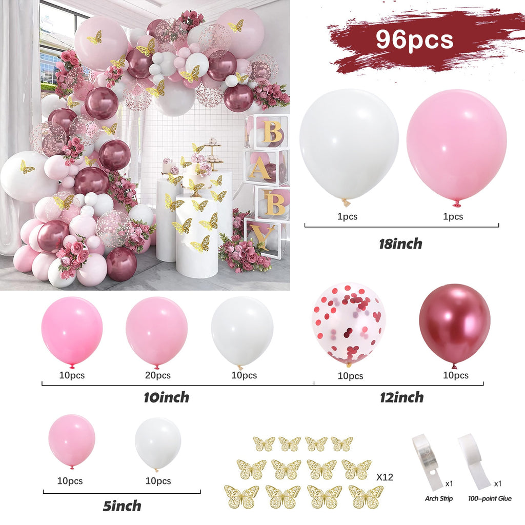 Macaron Pink Balloon Garland Arch Welcome Baby Shower Valentines Day Birthday Party Wedding Decoration Anniversaire Latex Baloon - Originalsgroup