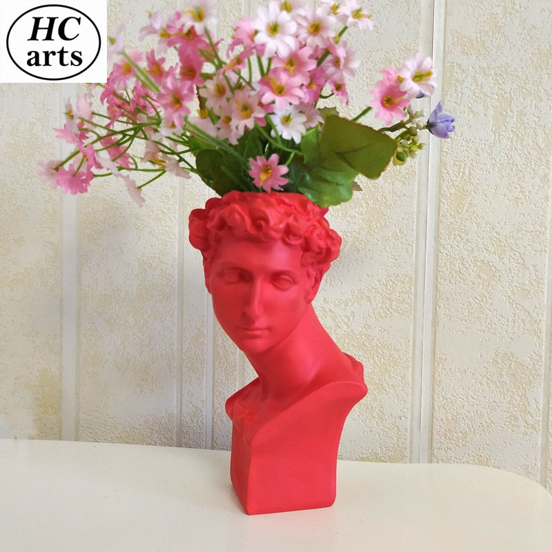 W&amp;G Nordic Vase Home Decor Vase Creative Human Head Portrait Flower Vases Room Decoration Resin David Flower Vase Room Decor - Originalsgroup