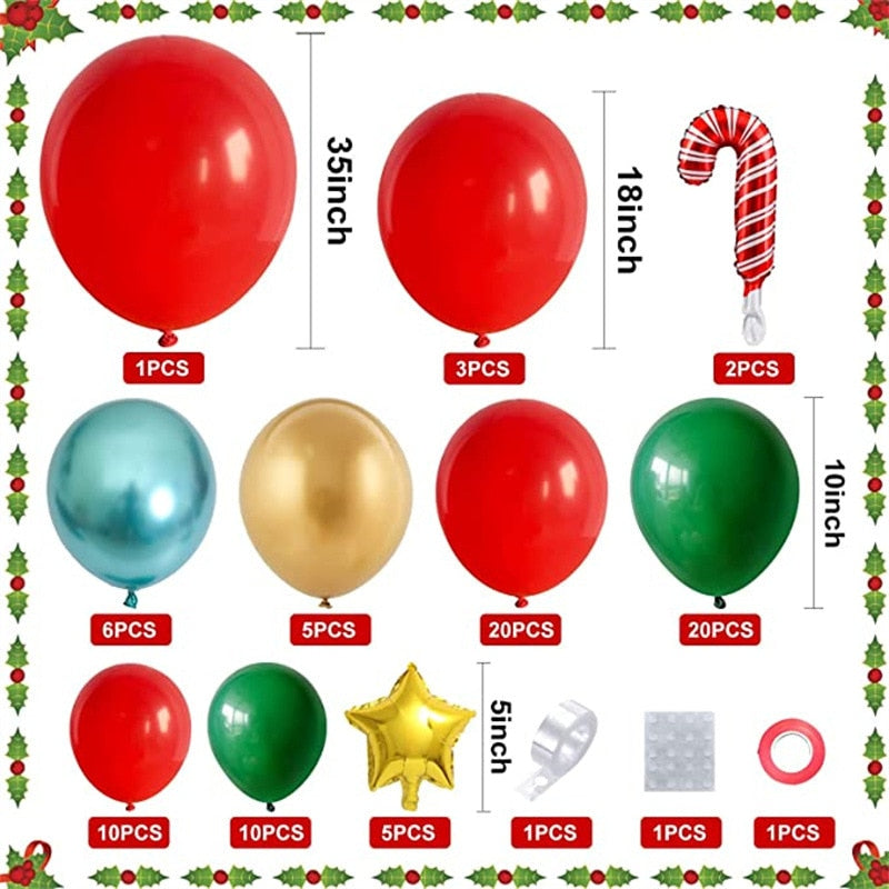 Christmas Balloon Arch Green Gold Red Box Candy Balloons Garland Cone Explosion Star Foil Balloons New Year Christma Party Decor - Originalsgroup