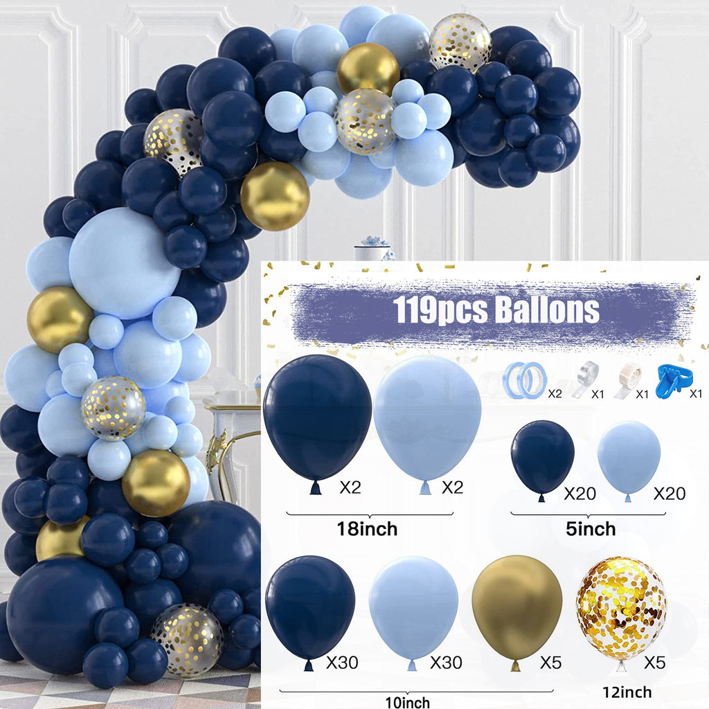 Baby Shower Birthday Balloons Blue Metallic Balloon Garland Arch Kit Welcome Girl Baptism Confetti Birthday Party Decoration - Originalsgroup