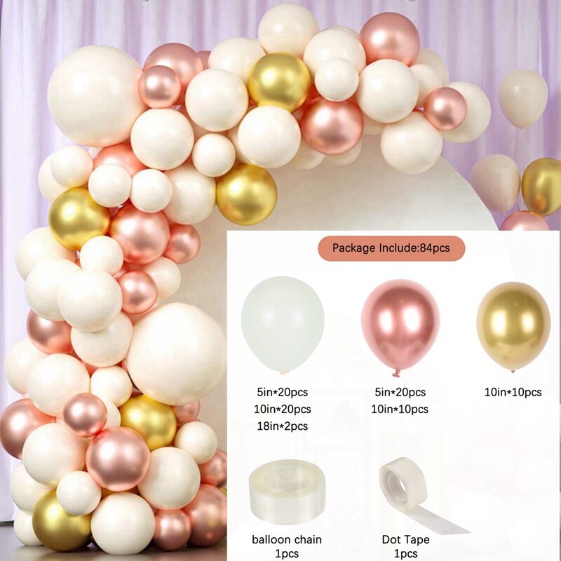 White Gold Balloon Garland Arch Kit Happy Birthday Party Decoration Kids Wedding Birthday Balloon Latex Baloon Baby Shower - Originalsgroup